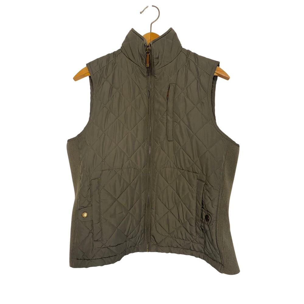 Womens Lauren Ralph Lauren Hunter Green Quilted‎ Vest Large Gorpcore Moto Punk